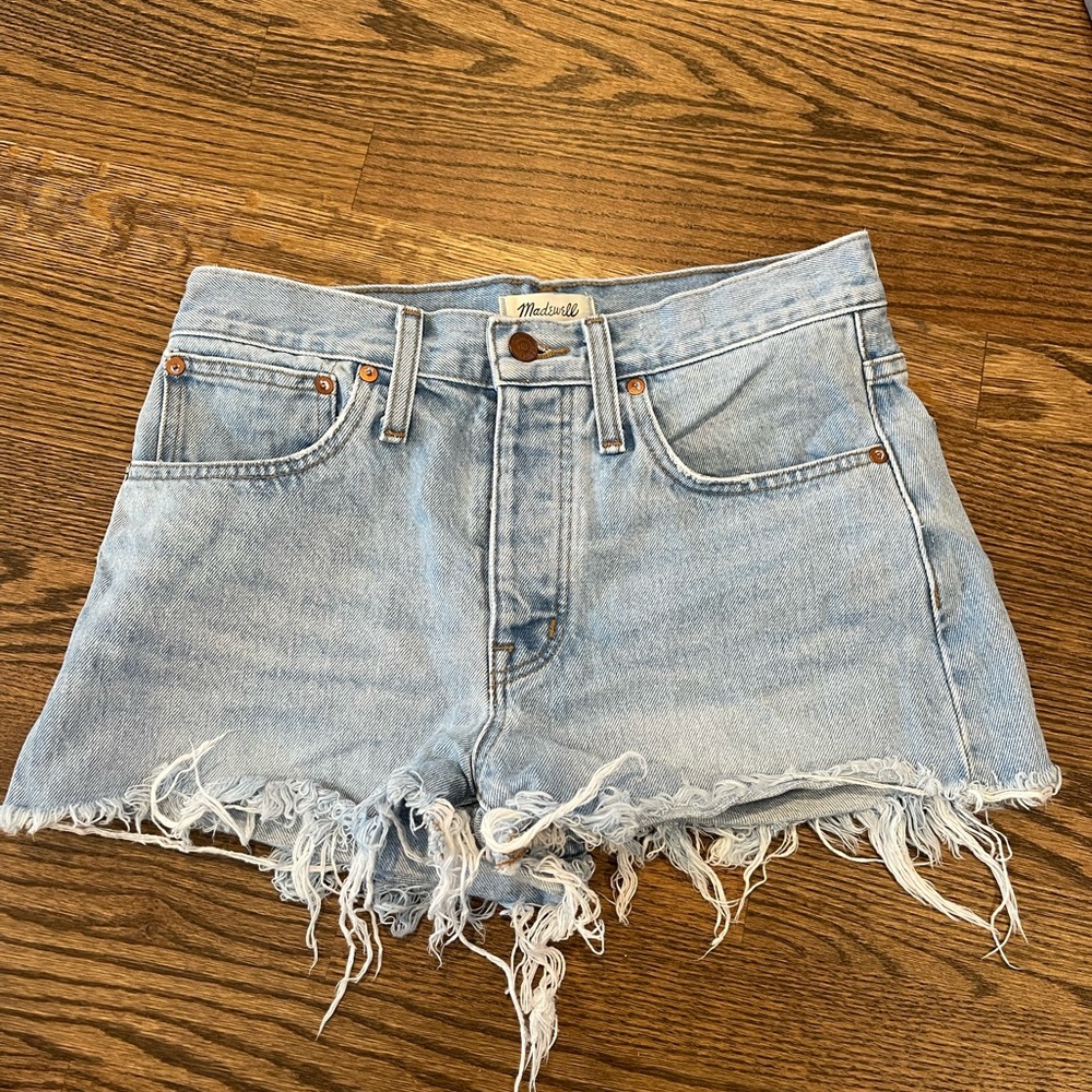 madewell button fly relaxed denim shorts